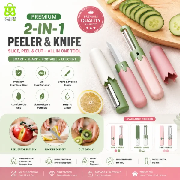 Portable Two-in-one multi-function knife for trend twins bd 2-in-1 Knife and Peeler from trend twins bd