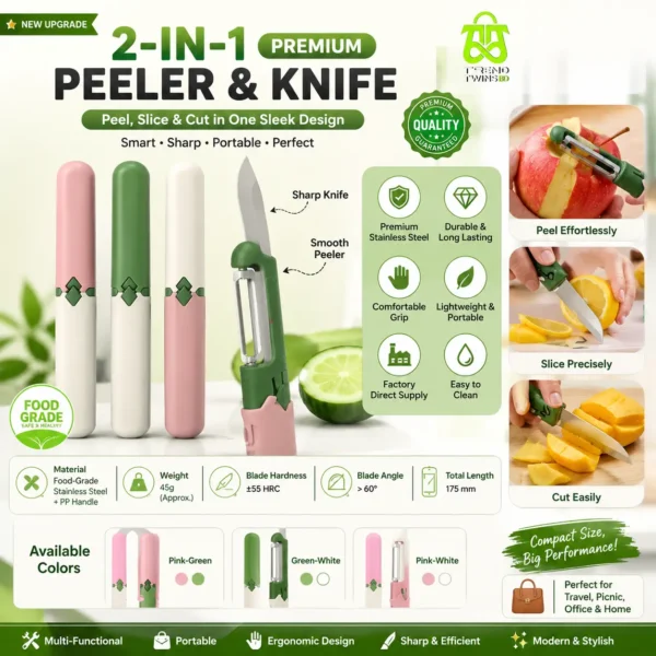 Two-in-one multi-function knife for travel 2-in-1 Knife and Peeler for travel